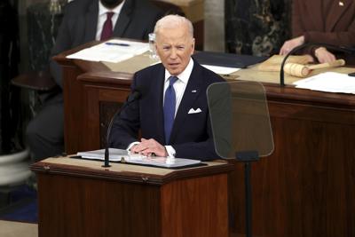 President Joe Biden delivers his first State of the Union address to a joint session of Congress at the Capitol, Tuesday, March 1.