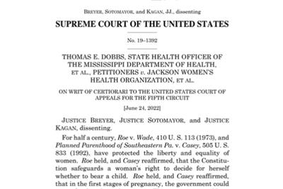 Read the Supreme Court dissenting opinion on Roe v. Wade