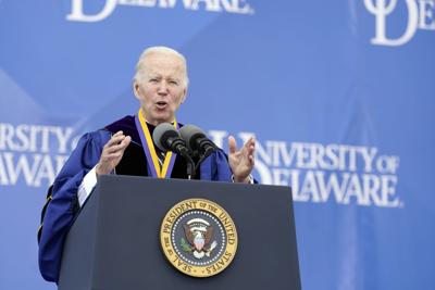 President Joe Biden delivers his keynote address to the University of Delaware Class of 2022 during its commencement ceremony in Newark, Del., Saturday, May 28, 2022.