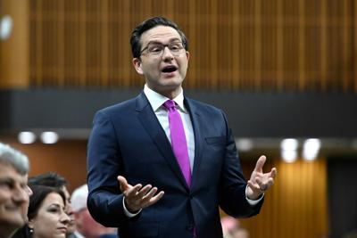 Conservative MP Pierre Poilievre rises during Question Period in the House of Commons on Parliament Hill in Ottawa on Wednesday, June 15, 2022.