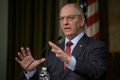 Louisiana Gov. John Bel Edwards speaks during a news conference in Baton Rouge, La., on Feb. 1, 2022.