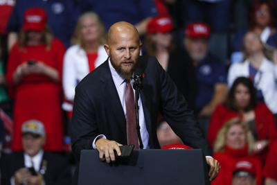Brad Parscale, manager of President Donald Trump's reelection campaign, speaks before a rally in Grand Rapids, Mich., Thursday, March 28, 2019. (AP Photo/)