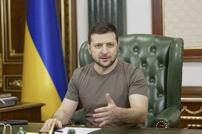 Ukrainian President Volodymyr Zelenskyy speaks in Kyiv, Ukraine, in this image from video posted on Facebook early Tuesday, March 15, 2022.