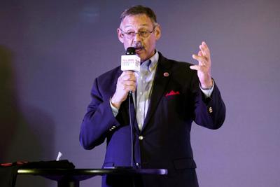 Arizona State Rep. Mark Finchem speaks during an election rally in Richmond, Va., on Oct. 13, 2021.