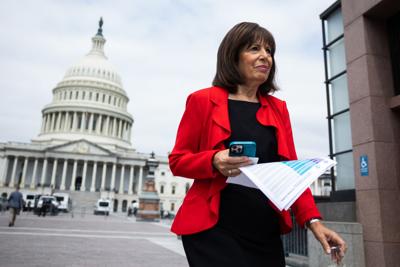Rep. Jackie Speier (D-Calif.) leaves the U.S. Capitol and walks toward demonstrations occurring outside the U.S. Supreme Court after the court announced its decision in Dobbs v. Jackson on June 24, 2022.