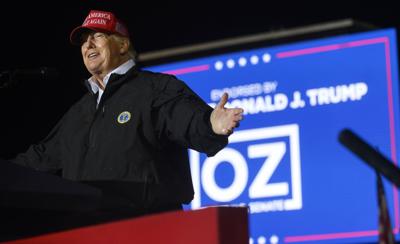 Former President Donald Trump speaks during a rally for Pennsylvania Republican U.S. Senate candidate Mehmet Oz at the Westmoreland County Fairgrounds in May 2022 in Greensburg, Pennsylvania.