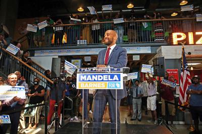 Wisconsin Lt. Gov. Mandela Barnes takes in the crowd.