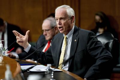 Sen. Ron Johnson speaks on Capitol Hill in Washington, D.C., on Feb. 8, 2022.