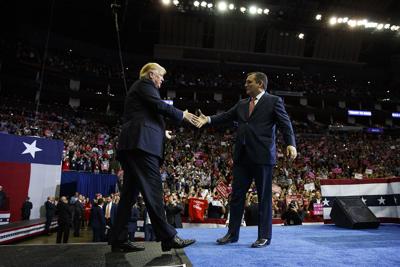 Former President Donald Trump's (left) late backing of candidates in Ohio and Pennsylvania are directly at odds with Sen. Ted Cruz's (right) favored candidates in two brutal Senate primaries that conclude next month.
