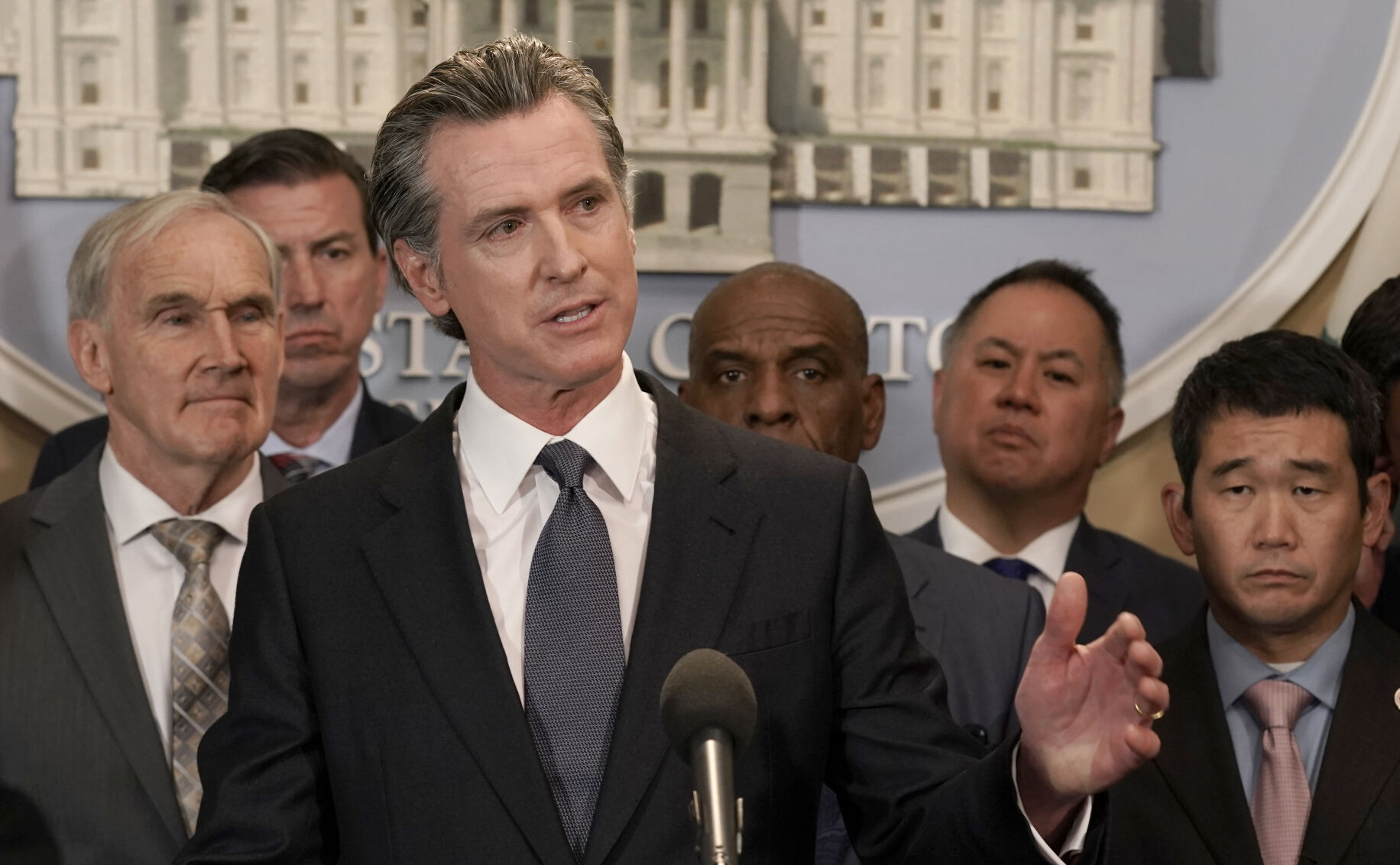 Gov. Gavin Newsom speaks.