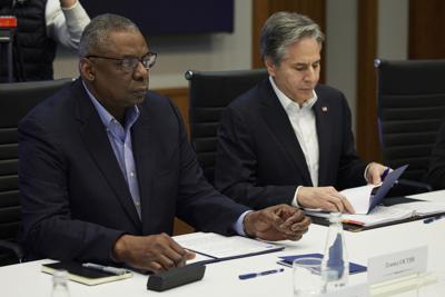 Secretary of Defense Lloyd Austin and Secretary of State Antony Blinken attend a meeting with Ukrainian President Volodymyr Zelenskyy.