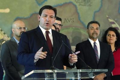 Florida Gov. Ron DeSantis speaks at Miami's Freedom Tower, on Monday, May 9, 2022, in Miami.