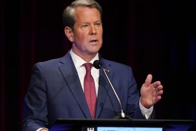 Georgia Gov. Brian Kemp speaks during a gubernatorial republican primary debate on May 1, 2022, in Atlanta.