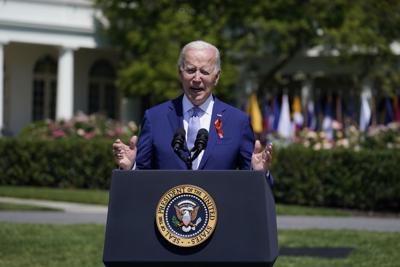 President Joe Biden speaks during an event.