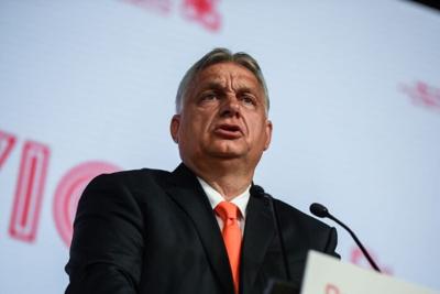 KATOWICE, POLAND - JUNE 30: The Prime Minister of Hungary, Viktor Orban speaks at the press conference during a Heads of State meeting of the Visegrad group at International Congress Center on June 30, 2021 in Katowice, Poland. The heads of state of Pol...
