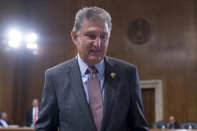 Sen. Joe Manchin arrives to chair the Senate Committee on Energy and Natural Resources at the Capitol in Washington, D.C.