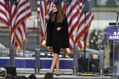 Kimberly Guilfoyle, pictured speaking at the “Save America Rally” on Jan. 6, 2021, was paid $60,000 for that appearance, according to Rep. Zoe Lofgren (D-Calif.).