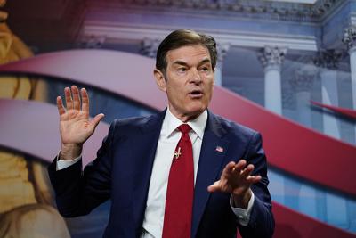 Mehmet Oz takes part in a forum for Republican candidates for U.S. Senate in Pennsylvania at the Pennsylvania Leadership Conference in Camp Hill, Pa., on April 2.