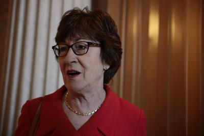 Sen. Susan Collins (R-Maine) speaks to reporters outside the Senate Chambers of the U.S. Capitol Building in Washington, D.C.