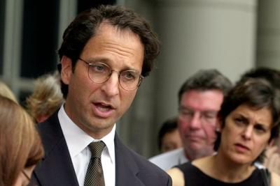 Then-Assistant U.S. Attorney Andrew Weissmann outside the federal courthouse in Houston in October 2002.