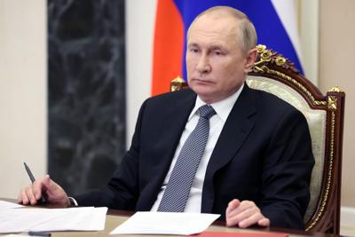 Russian President Vladimir Putin leads a State Consul meeting in Moscow on June 21, 2022.