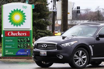 Gas prices are displayed at a BP gas station in Elgin, Ill., on March 19, 2022.
