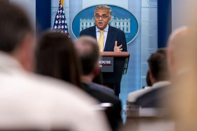 White House Covid Response Coordinator Ashish Jha speaks at a press briefing at the White House in Washington, Friday, July 22, 2022.