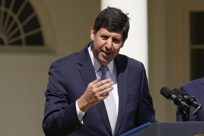 Steve Dettelbach speaks during an event in the Rose Garden of the White House in Washington, April 11, 2022.