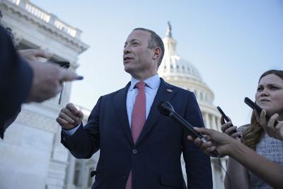 Rep. Josh Gottheimer (D-N.J.) speaks to reporters after a House vote to hold former Trump adviser Stephen Bannon in criminal contempt at the U.S. Capitol Building on Oct. 21, 2021 in Washington, D.C.