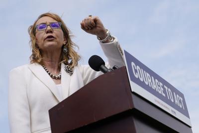 Former Rep.  Gabrielle Giffords speaks at a Gun Violence Memorial installation on the National Mall in Washington, D.C., on June 7, 2022.