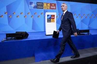 NATO Secretary-General Jens Stoltenberg arrives at a press conference during a NATO summit in Madrid on   June 28, 2022.
