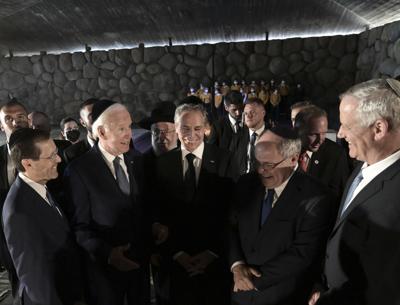 U.S. President Joe Biden talks after a memorial ceremony in the Hall of Remembrance at Yad Vashem, the World Holocaust Remembrance Center, in Jerusalem, on Wednesday, July 13, 2022.