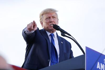 Former President Donald Trump speaks at a rally at the Delaware County Fairgrounds, April 23, 2022, in Delaware, Ohio.