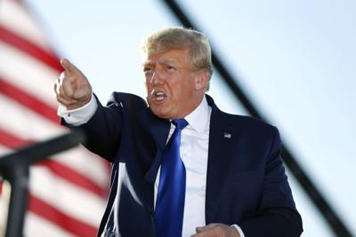 Former President Donald Trump speaks at a rally at the Delaware County Fairgrounds, Saturday, April 23, 2022, in Delaware, Ohio, to endorse Republican candidates ahead of the Ohio primary on May 3.
