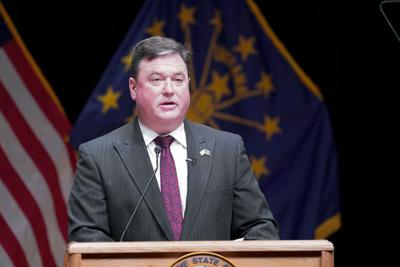 Indiana's attorney general Todd Rokita speaks in Indianapolis on Jan. 11, 2021.