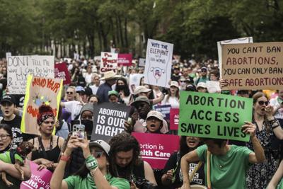 Protesters rally during an abortion rights demonstration in Brooklyn, N.Y.