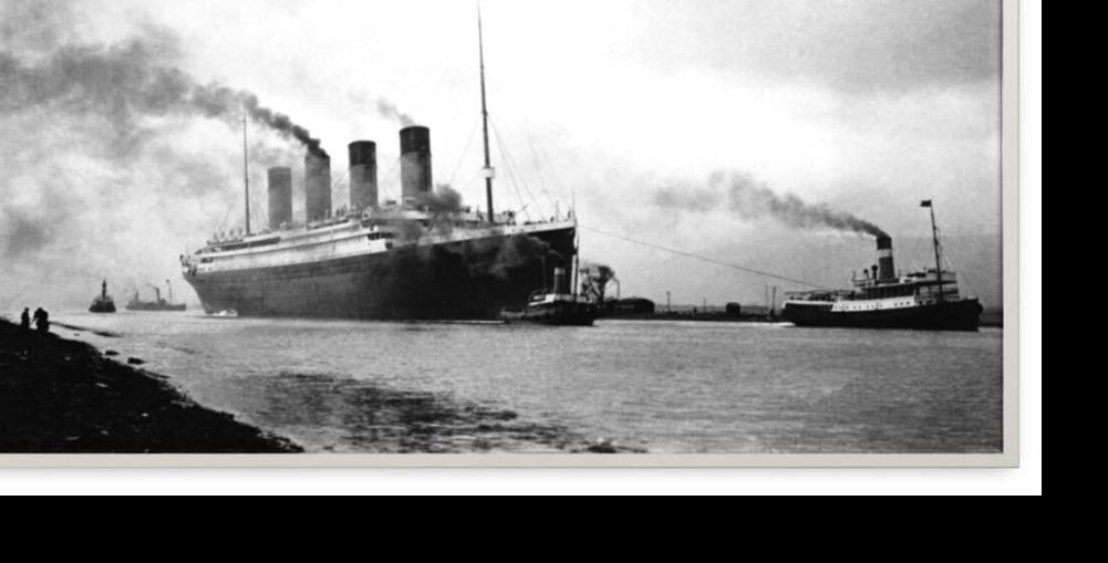The RMS Titanic leaving harbor.