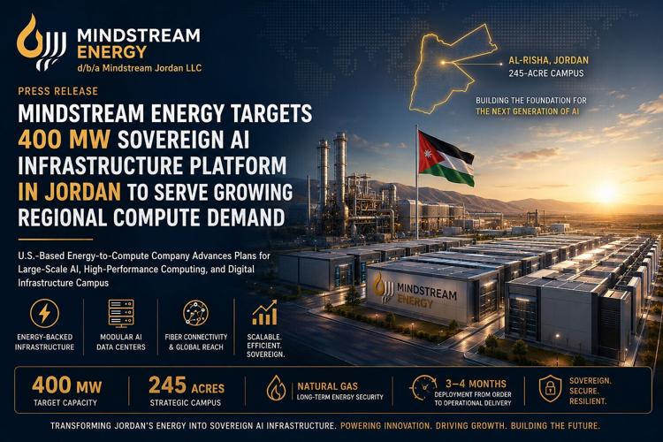 Mindstream Jordan's Al-Risha development integrates long-term natural gas resources, on-site power generation, modular AI data centers, telecommunications infrastructure, and phased expansion to create a sovereign compute platform. Dedicated compute zon...