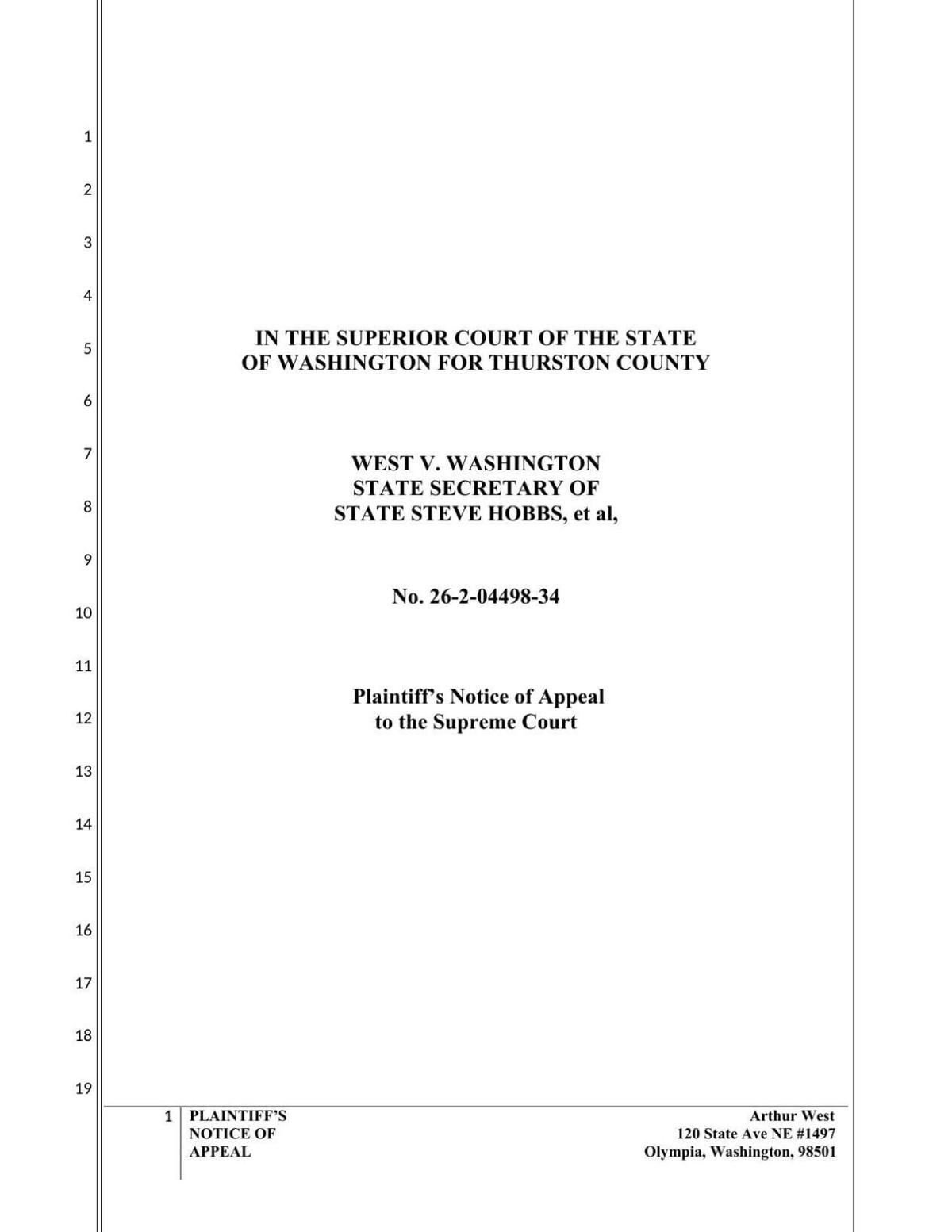 west v hobbs NOA notice of appeal