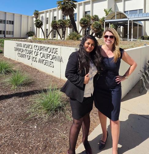 Heather-Ann Young and Diksha Chhetri of Brayton Purcell LLP at the Santa Monica Courthouse, Superior Court of California in Los Angeles. The attorneys represented the plaintiffs in the 5th artificial stone silicosis trial in the United States.