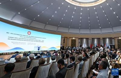 This photo taken on July 27 in Bishkek, the capital of Kyrgyzstan, shows the scene of the 2026 Shanghai Cooperation Organization Media Think Tank Summit. (Xinhua/Feng Kaihua)