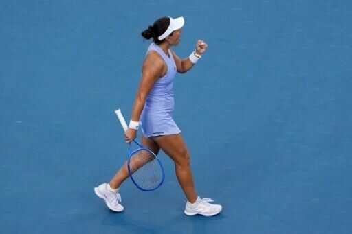 World number three Jessica Pegula celebrates after beating defending champion Iga Swiatek in the ATP-WTA Cincinnat Masters semi-finals