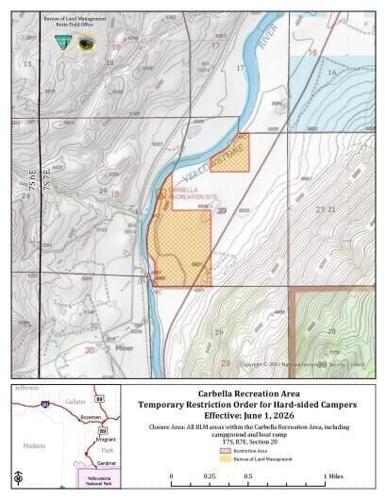 Carbella Recreation Area temporary restriction order for hard-sided campers