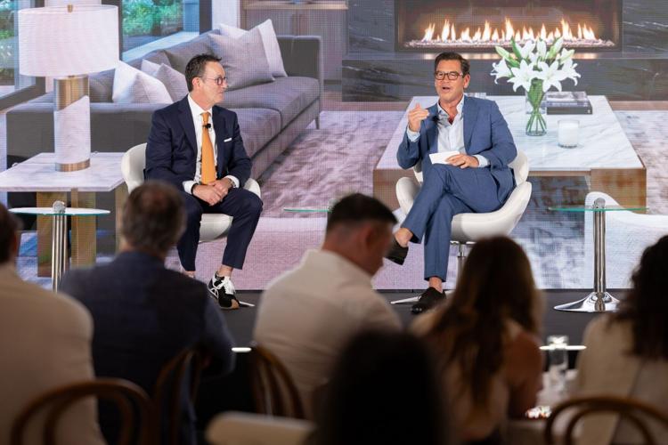 Christie's International Real Estate President Gavin Swartzman and Co-CEO Thad Wong on stage at the 2026 Christie's International Real Estate Owners Conference in Lisbon, Portugal