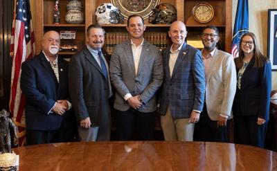 The Deployable Energy team met with Governor Cox last month to discuss the future of nuclear energy in the state. From left: Mike Zurlo, Senator Derrin Owens, Bobby Gallagher, Gov. Cox, Sanjay Mukhi, Suzanne Baker