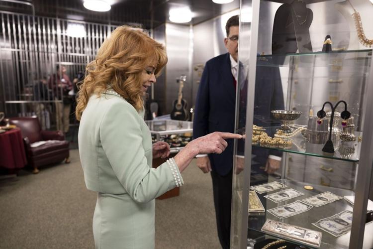 Garrity giving a tour of Treasury's vault during her first term, in March, 2023.