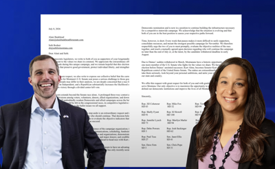 Montana State Lawmakers call on Bankhead or Bodnar to drop out of Senate race to prevent split ticketing