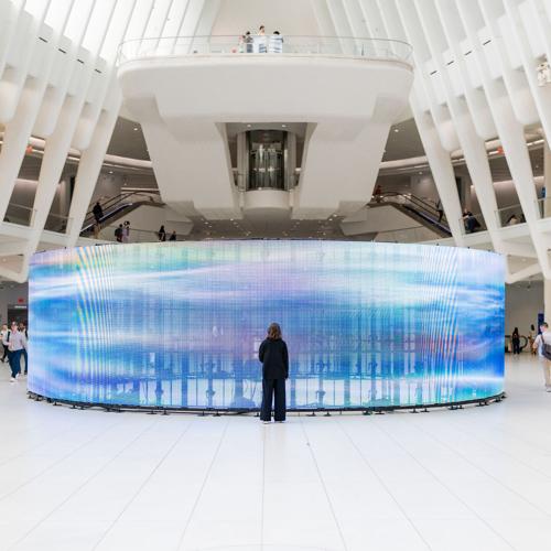 T. Rowe Price's “Signals From the Noise,” an immersive art installation on display at The Shops at the Oculus inside the Westfield World Trade Center. Credit: World Trade Center | Port Authority of New York & New Jersey