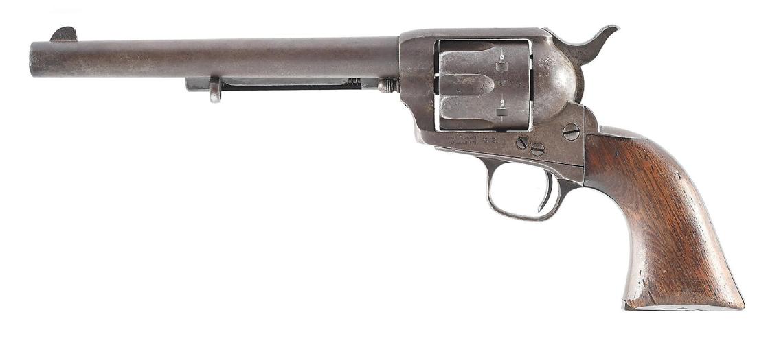 Colt Single Action Army revolver with provenance to Michael Lang, a member of Custer's 7th Cavalry regiment. Revolver falls at the beginning of Lot 7, Serial Number 6526. Estimate: $40,000-$60,000