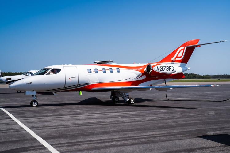 The record-setting SyberJet SJ30-2, registration N378PG, on the ramp before its transcontinental flight.